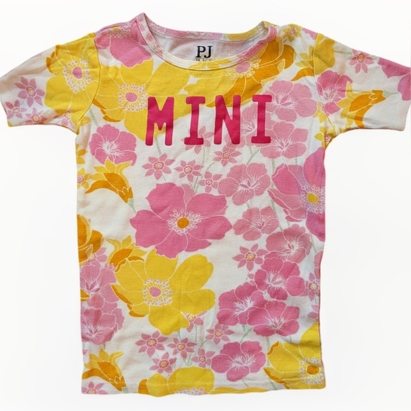 PJ Place By Children's Place Girls Floral Pajama Set Pink and Yellow Size 6-7 - Picture 4 of 7